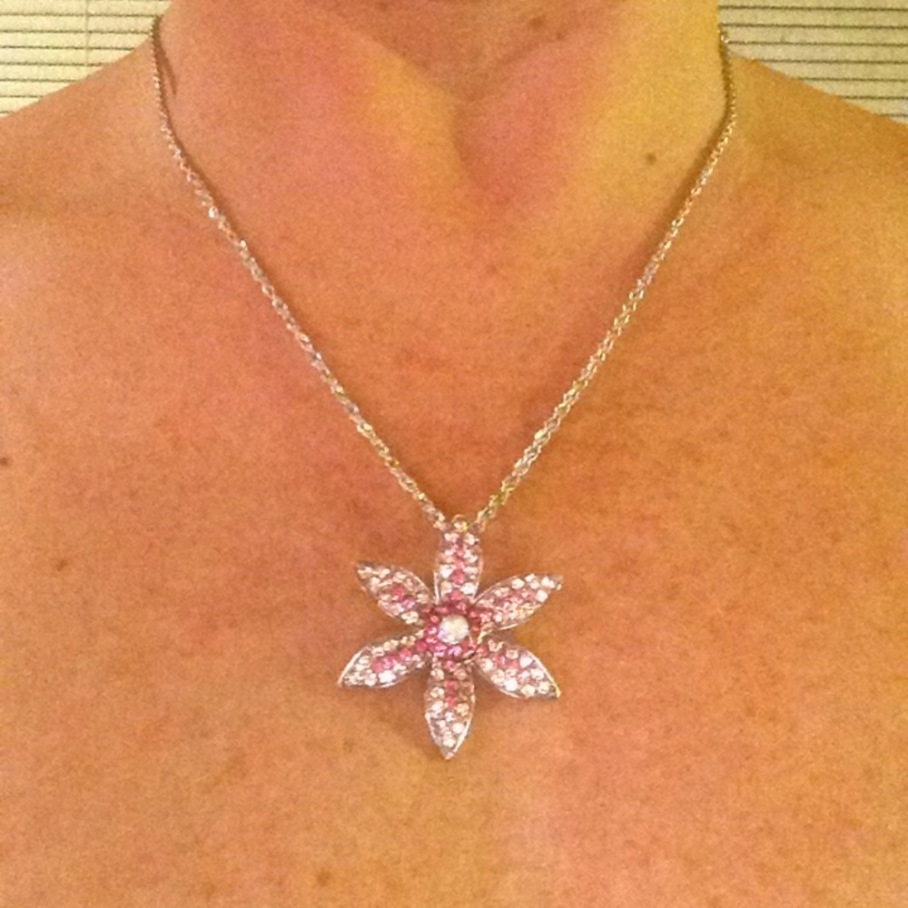 Cookie Lee Pink Crystal Flower Necklace